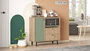 Hanah Home RE1-SY Armario Multiusos Roble y Verde 88x85x35.5cm Mobiliario para el Hogar